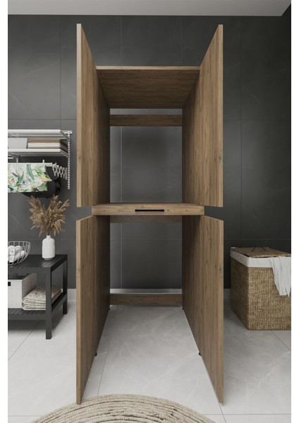 Lucca Kapaklı Çekmeceli Çamaşır ve Kurutma Makinesi Dolabı modelleri