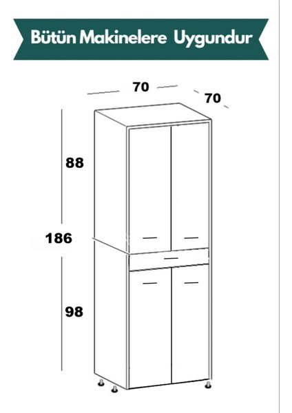 Lucca Kapaklı Çekmeceli Çamaşır ve Kurutma Makinesi Dolabı fırsatları