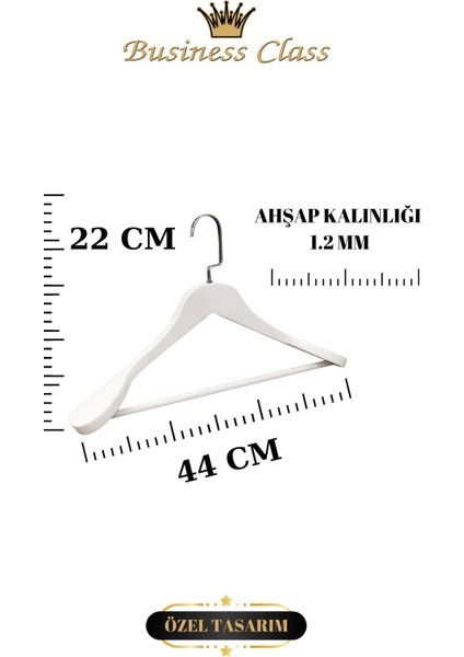 Business Class 3 Adet 44 cm Italyan Kanca Masif Ahşap Takım Elbise Askısı Palto Askısı Ceket Askısı modelleri