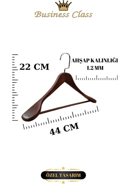 Business Class 10 Adet 44 cm Italyan Kanca Masif Ahşap Takım Elbise Askısı Palto Askısı Ceket Askısı modelleri