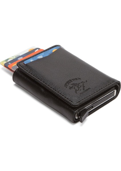 Erkek Mekanizmalı Mıknatıs Kapamalı Cüzdan ve Kartlık NEWPOLO343 - Siyah fiyatları