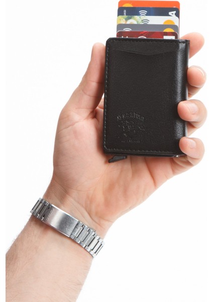 Erkek Mekanizmalı Mıknatıs Kapamalı Cüzdan ve Kartlık NEWPOLO343 - Siyah indirimleri