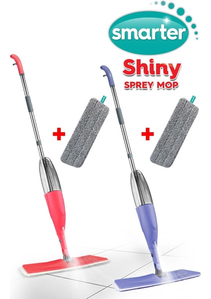 Shıny Sprey Mop Renkli 2 Li 2 Yedek Mop ( Very Peri-Somon) Mop Paspas Temizlik Seti