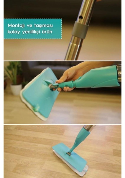 Shıny Sprey Mop Renkli 2 Li 2 Yedek Mop ( Very Peri-Somon) Mop Paspas Temizlik Seti