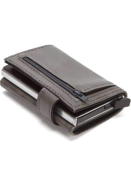 Erkek Mekanizmalı Bozuk Para Bölmeli Cüzdan ve Kartlık NEWPOLO342 - Gri fiyatları