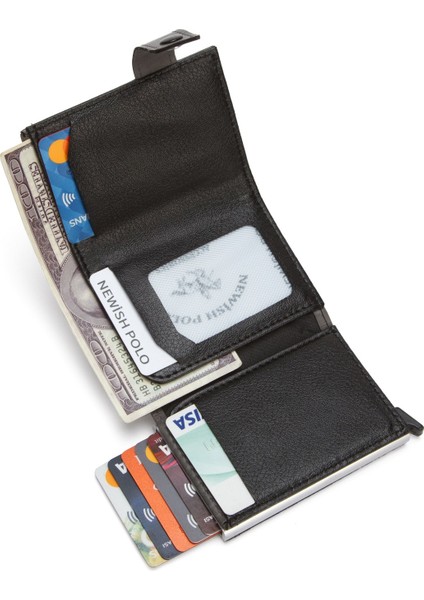 Erkek Mekanizmalı Bozuk Para Bölmeli Cüzdan ve Kartlık NEWPOLO342 - Gri modelleri