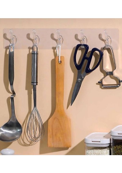 5’li Kendinden Güçlü Yapışkanlı Şeffaf Duvar Askısı & Banyo & Mutfak & Ofis 1 Adet