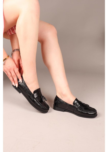 Twango Püsküllü Loafer Siyah