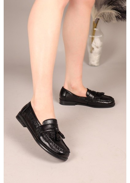 Twango Püsküllü Loafer Siyah