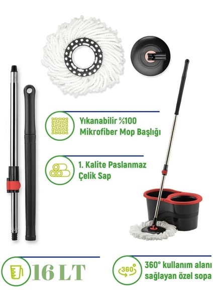 Çıracı Dynamic Black Edition Mop Temizlik Seti 16 Lt DS- 152 modelleri