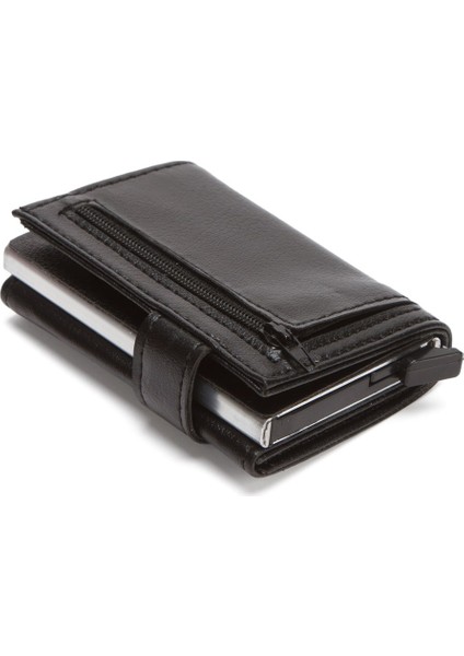 Erkek Mekanizmalı Bozuk Para Bölmeli Cüzdan ve Kartlık NEWPOLO342 - Siyah fiyatları