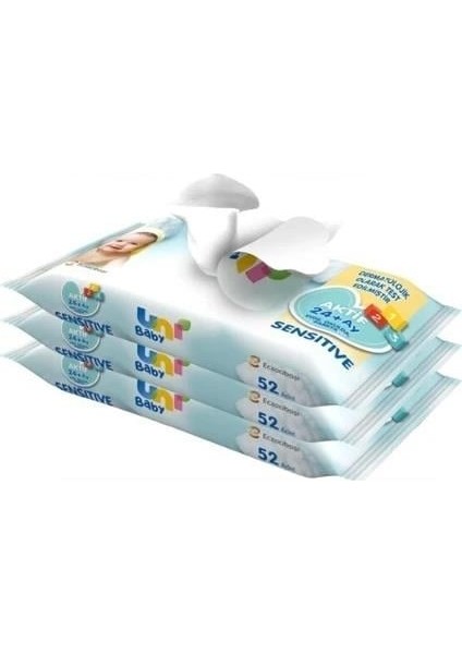 Aktif Sensitive Bebek Islak Mendil 3X52 Adet fiyatları