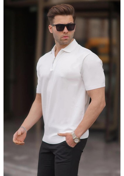 Erkek Polo Yaka Fermuarlı Triko T-Shirt