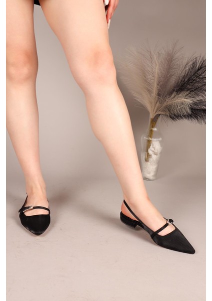 Sally Taşlı Tokalı Saten Babet Siyah indirimleri