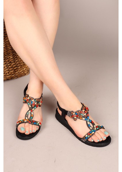 Beads Renkli Boncuklu Sandalet Siyah fiyatları