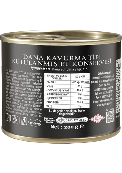 Dana Kavurma Tipi Kutulanmış Et Konservesi 200g - Pratik Ve Lezzetli Hazır Yemek fiyatları