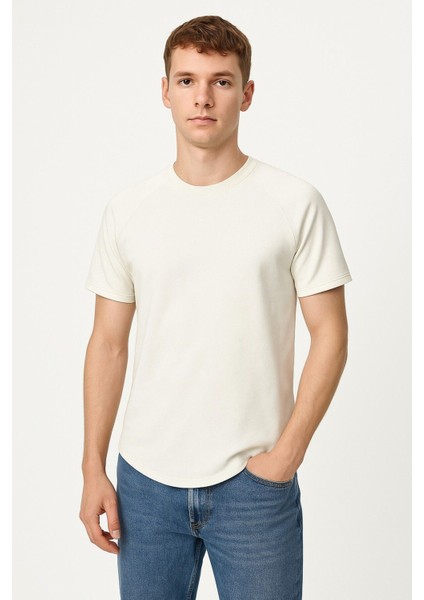 Erkek Reglan Oval Kesim Pamuk Yumuşak Dokulu Bisiklet Yaka T-Shirt