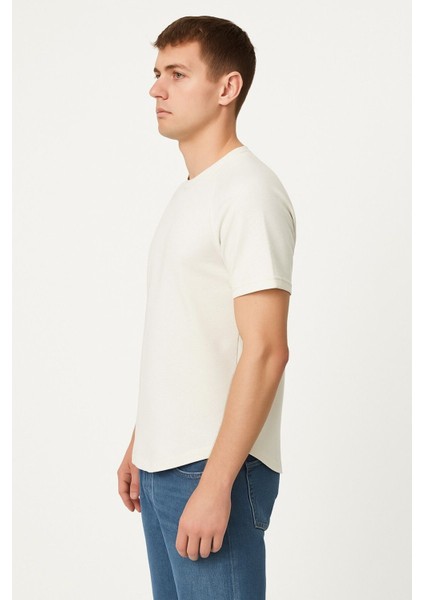 Erkek Reglan Oval Kesim Pamuk Yumuşak Dokulu Bisiklet Yaka T-Shirt