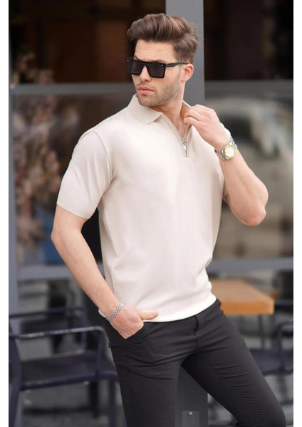 Erkek Polo Yaka Fermuarlı Triko T-Shirt modelleri
