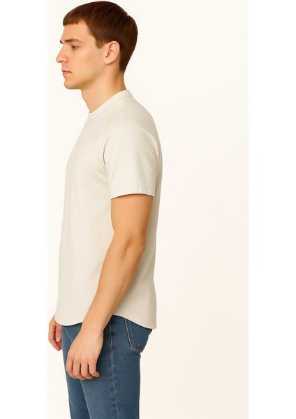 Erkek Reglan Oval Kesim Pamuk Yumuşak Dokulu Bisiklet Yaka T-Shirt