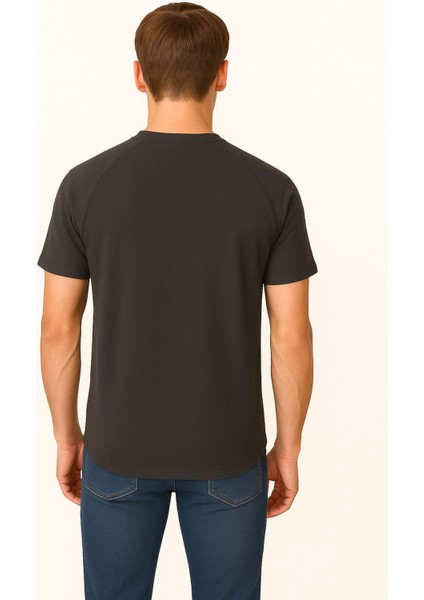 Erkek Reglan Oval Kesim Pamuk Yumuşak Dokulu Bisiklet Yaka T-Shirt