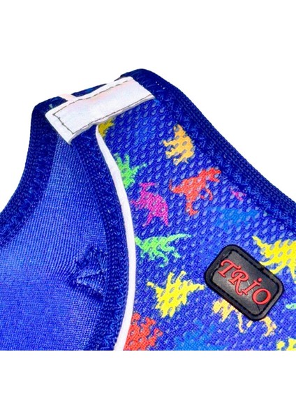 Air-Mesh Reflektörlü Köpek - Kedi Göğüs Tasması Mavi Dino Desenli modelleri