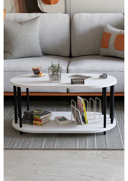 Modern Oval Orta Sehpa Çift Katlı Metal Ayaklı Salon, Ofis, Dekoratif Sehpa, Kahve Sehpası fiyatları