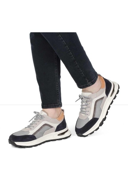 Erkek Gri Lacivert Bağcıklı Süet Deri Sneaker fiyatları