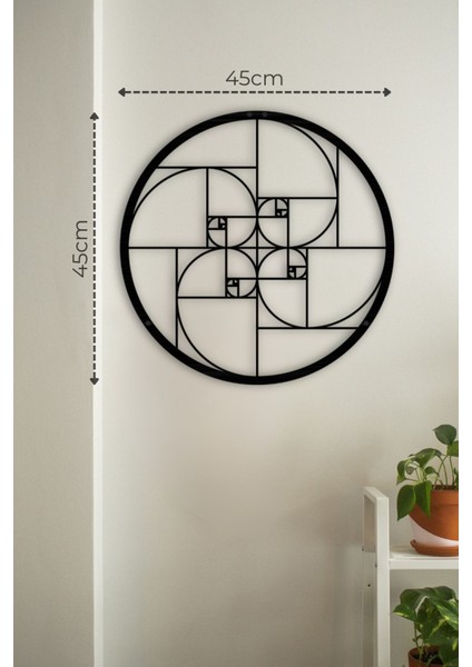 Altın Oran Dekoratif Siyah Metal Duvar Tablosu 45X45CM