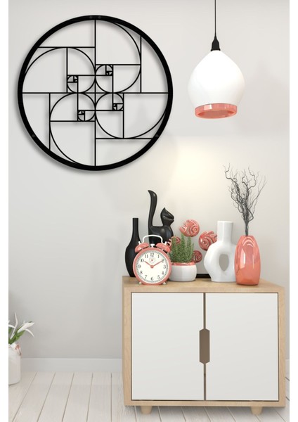 Altın Oran Dekoratif Siyah Metal Duvar Tablosu 45X45CM