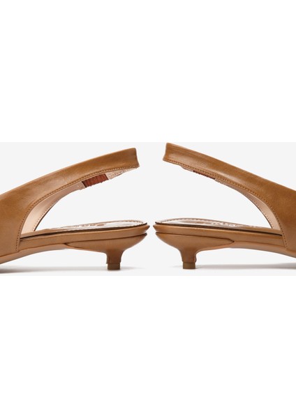 Taba Cilt Sivri Burun Kadın Topuklu Ayakkabı modelleri