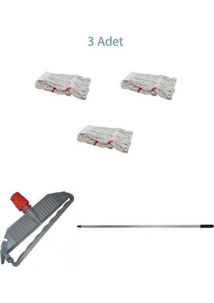 Cod- Ex Geniş Islak Paspas Mop Takımı Seti - 3 Adet Geniş Islak Mop Başlığı Metal Sap Mop Tutucu fiyatları