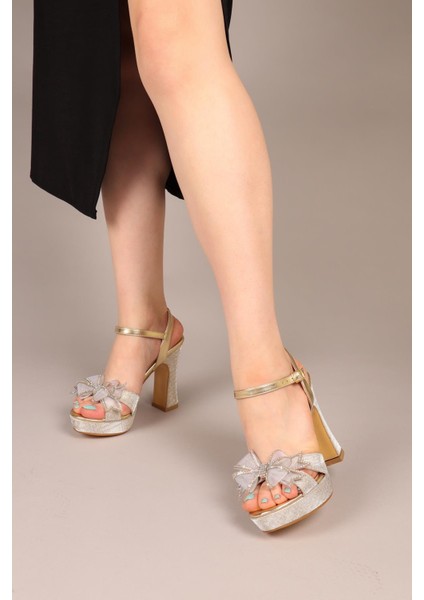 Twink Fiyonklu Platform Topuklu Ayakkabı Gold modelleri