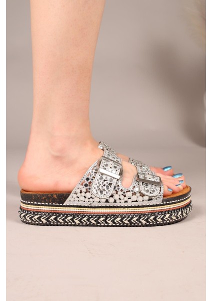 Ivy Ayna Taşlı Terlik Gümüş