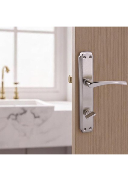 Wc Banyo Kapı Kolu Nikel Inox Aynalı Sağa Sola Uygun Kilitlenebilir Iç Dış Tuvalet Kapısı 2 Takım