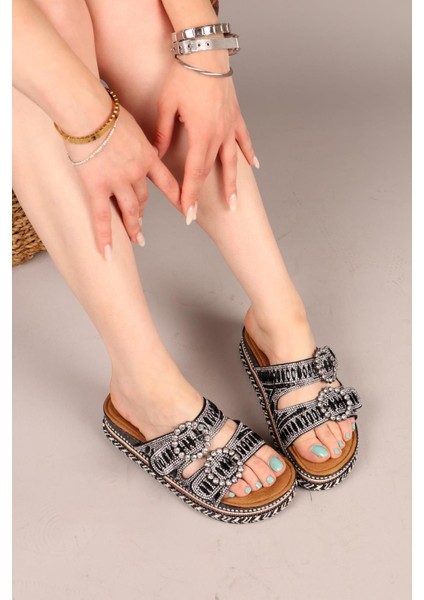 Diamond Taşlı Terlik Siyah modelleri