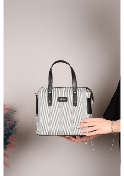Hasır Baskı Kadın Çanta Siyah fiyatları