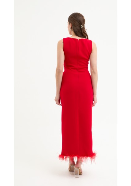 Kadın Kırmızı Otrişli Söz Nişan Nikah Abiye Elbise indirimleri