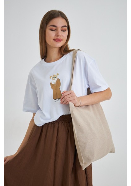 Kadın Special Edition Ayıcık Baskılı Beyaz Tişört fiyatları