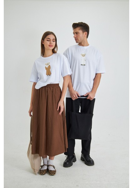 Kadın Special Edition Ayıcık Baskılı Beyaz Tişört fırsatları