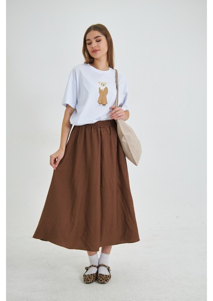 Kadın Special Edition Ayıcık Baskılı Beyaz Tişört indirimleri