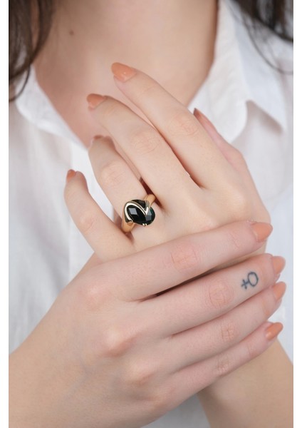 14 Ayar Altın Yeşil Taşlı Vintage Yüzük 908 modelleri