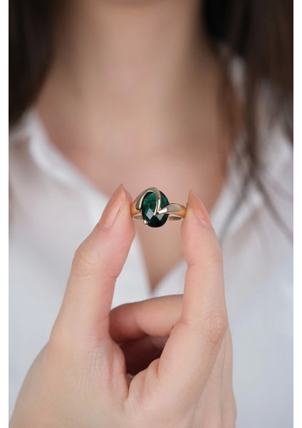 14 Ayar Altın Yeşil Taşlı Vintage Yüzük 908 fırsatları