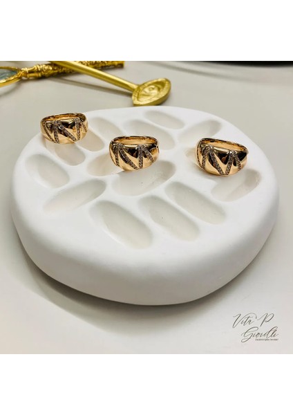 Çizgili Rose Gold Yüzük