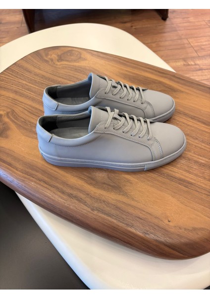4253 Füme Mat Hakiki Deri Erkek Spor Ayakkabı - Erkek Sneakers