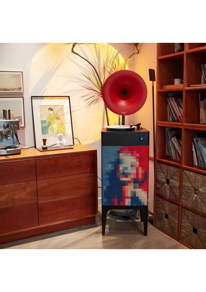 I5 Bluetooth Hoparlörlü 110W Hi-Fi Retro Pikap Plakçalar Turntable, Marilyn Monroe fırsatları