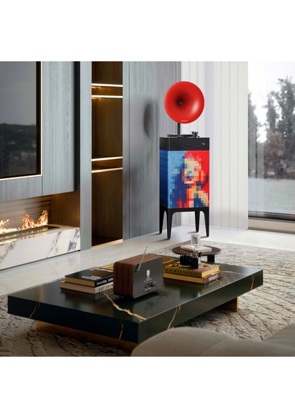 I5 Bluetooth Hoparlörlü 110W Hi-Fi Retro Pikap Plakçalar Turntable, Marilyn Monroe indirimleri