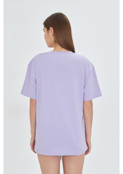 Kadın Limon Baskılı Lila Oversize Yazlık Tişört Squeeze The Day fiyatları