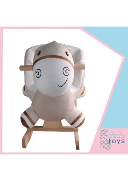 Sallanan Doldurulmuş At Peluş Rocker 60 cm Bej-Beyaz Yktsn