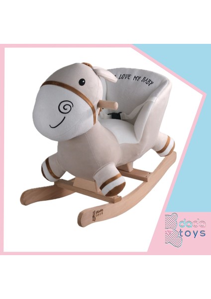 Sallanan Doldurulmuş At Peluş Rocker 60 cm Bej-Beyaz Yktsn